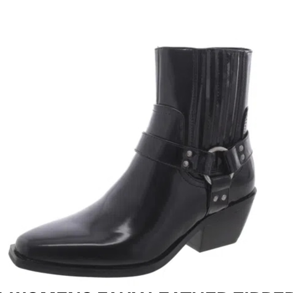 STEVE MADDEN Susanna Womens Faux Leather Zip Booties black size 7
Moto snip toe